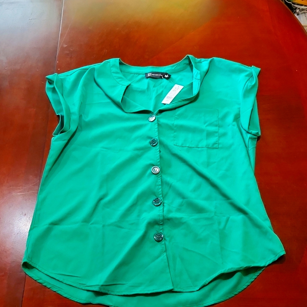 Women's blouse green sleeveless NY&Co size L nwt